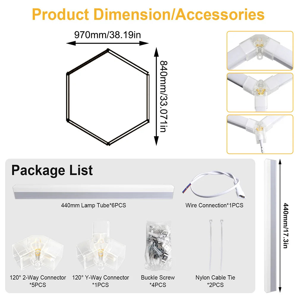 VASTFIRE 1/3/5/8/14 hole honeycomb hexagonal LED ceiling garage light 6500K cold light for garages and 4S workshops