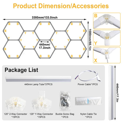 VASTFIRE 1/3/5/8/14 hole honeycomb hexagonal LED ceiling garage light 6500K cold light for garages and 4S workshops