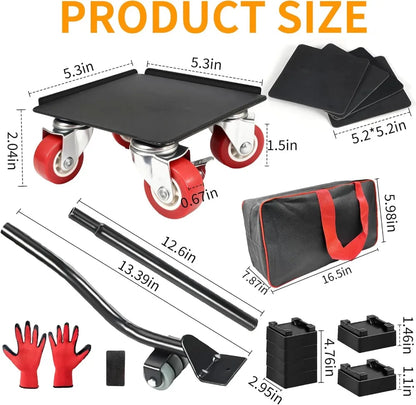 EasyLift™ Heavy Duty Furniture Dolly Set | 360° Lockable Wheels