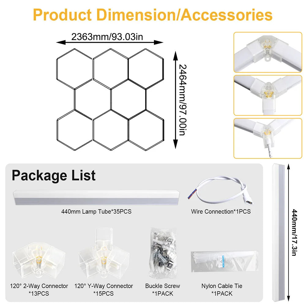 VASTFIRE 1/3/5/8/14 hole honeycomb hexagonal LED ceiling garage light 6500K cold light for garages and 4S workshops