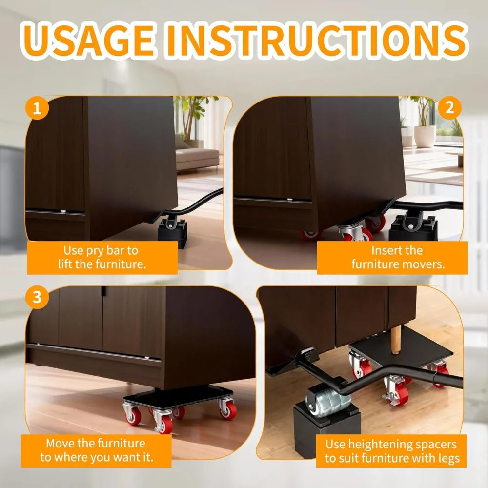 EasyLift™ Heavy Duty Furniture Dolly Set | 360° Lockable Wheels