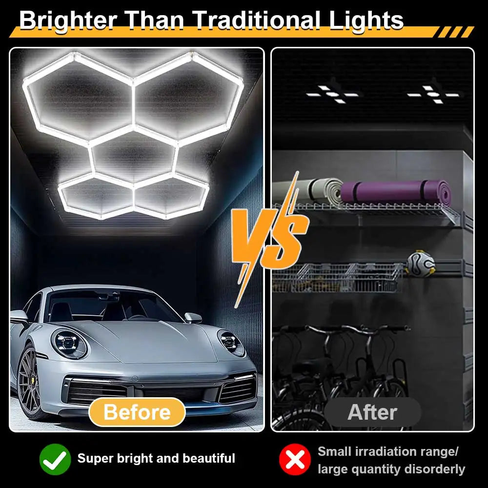 VASTFIRE 1/3/5/8/14 hole honeycomb hexagonal LED ceiling garage light 6500K cold light for garages and 4S workshops