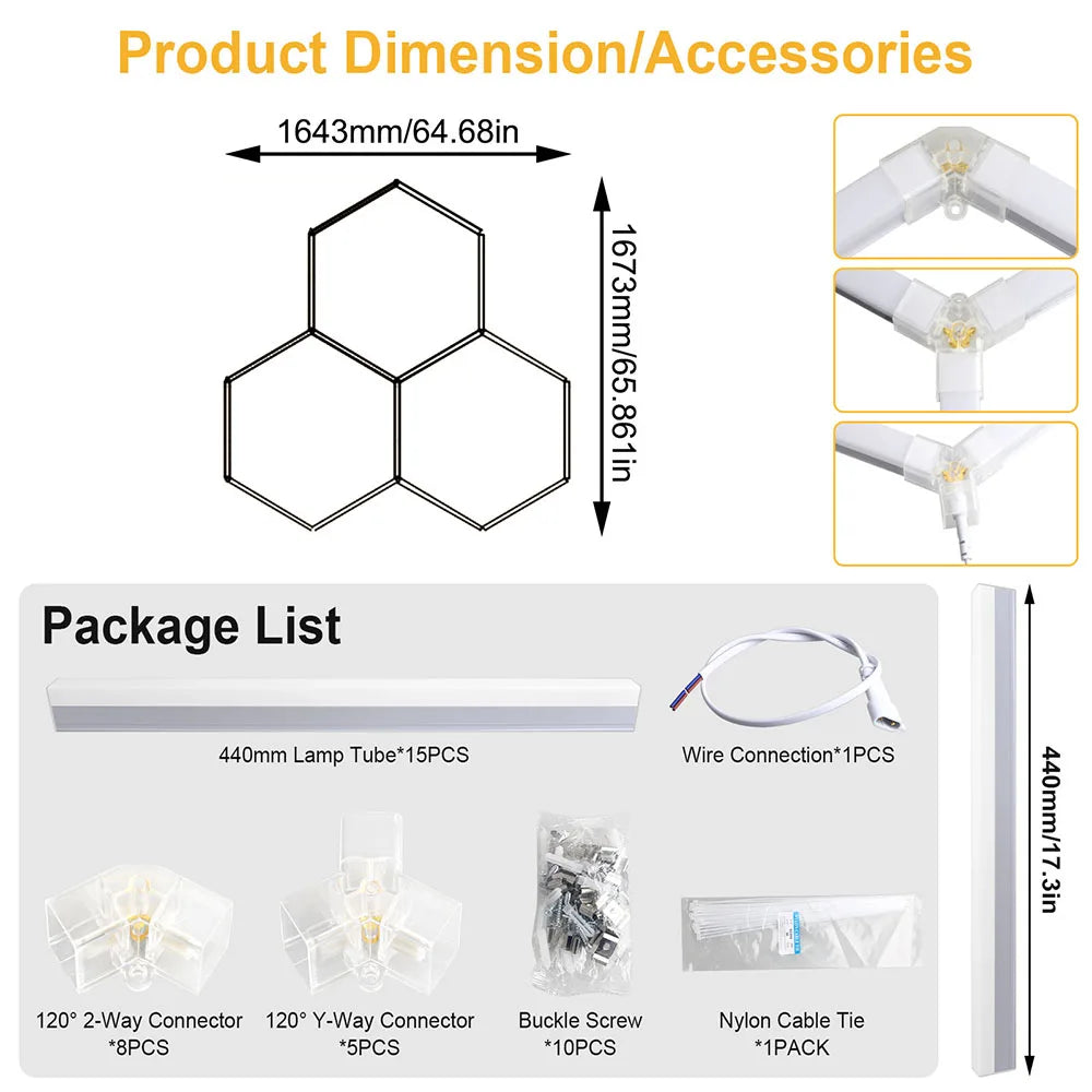 VASTFIRE 1/3/5/8/14 hole honeycomb hexagonal LED ceiling garage light 6500K cold light for garages and 4S workshops