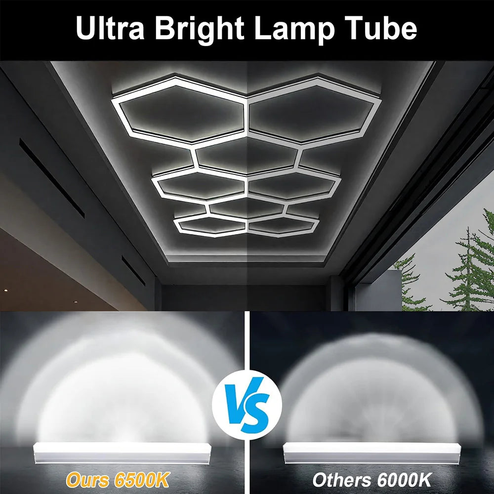 VASTFIRE 1/3/5/8/14 hole honeycomb hexagonal LED ceiling garage light 6500K cold light for garages and 4S workshops